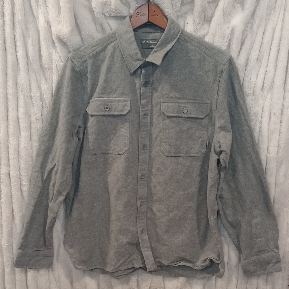 Eddie Bauer Grey Long Sleeve Button up shirt Large